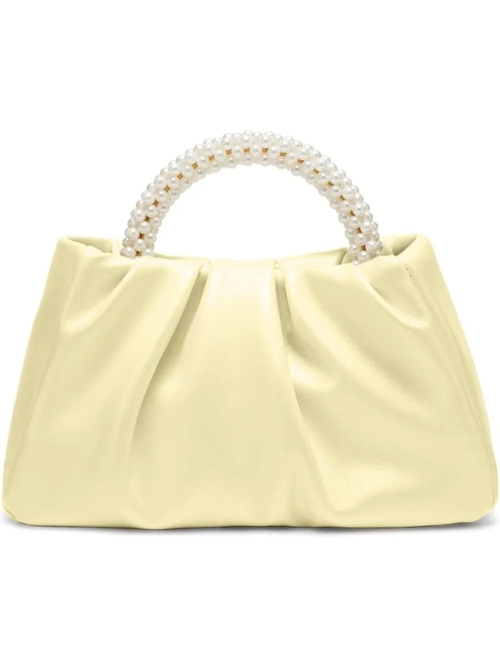 👜Women's Cream Leather Wedding Party Pearl Elegant Clutch Purse Magnetic Snap